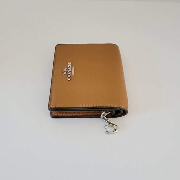 Coach C2862 Pebbled Leather Snap Wallet Clutch Light Saddle - Picture 4 of 7